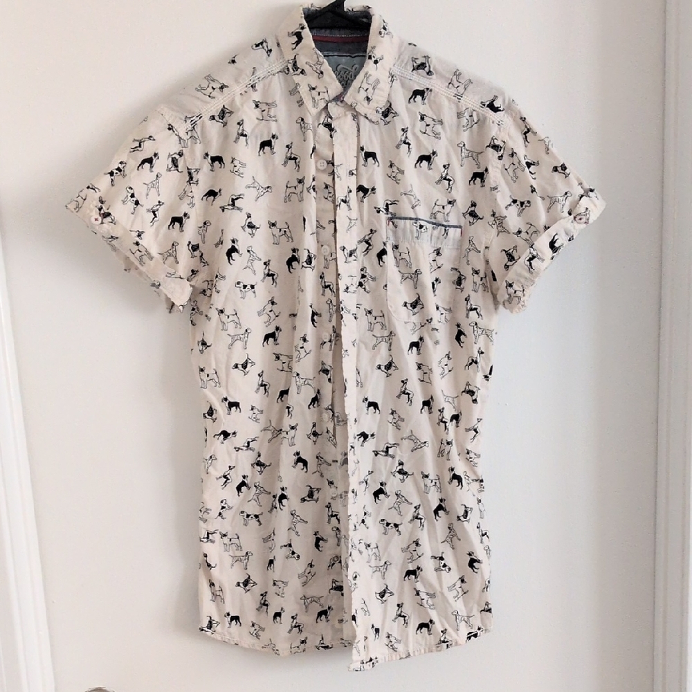 Men's Beige and Black Horse Pattern Shirt
